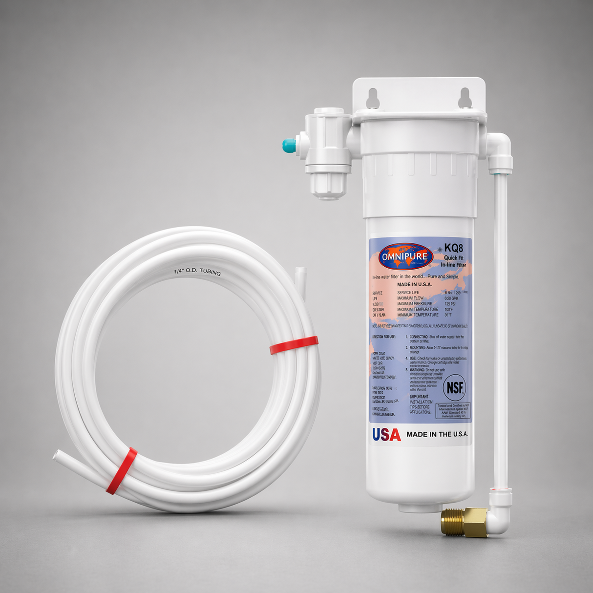 OmniPure KIK, KQ-8 Kit, Water Filter Kit, 1/4 inch Female Flare, KQ8 Cartridge, Coffee Brewer