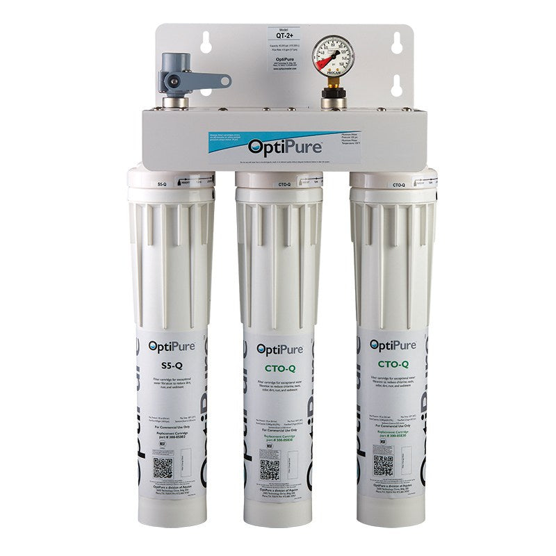 OptiPure QT-2+, 160-51005, Triple 15 inch Qwik-Twist, Carbon Water Filter System