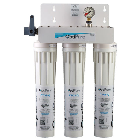 OptiPure QTI-3, 170-52032, Triple 15 inch Qwik-Twist Carbon Water Filter System, IsoNet® Scale Inhibitor