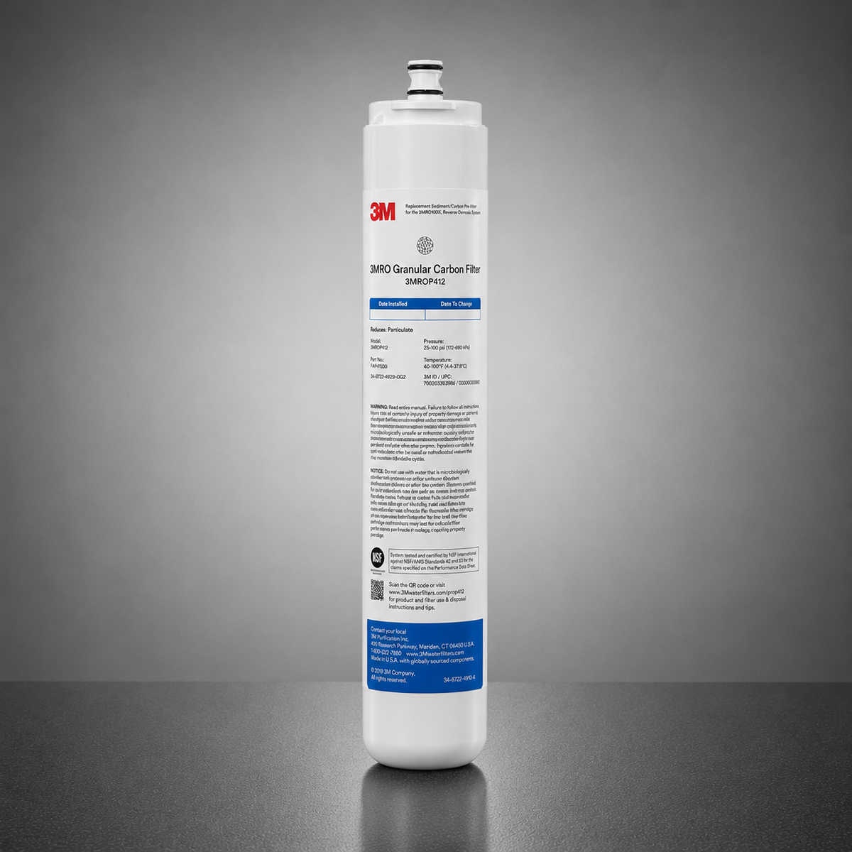 3M Aqua-Pure 3MROP412 GAC Carbon Cartridge Replacement, 3MROP412-20A, Chlorine Reduction