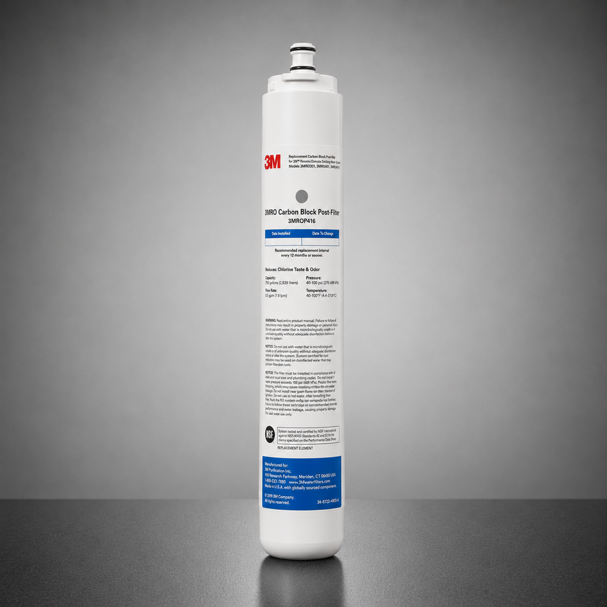 3M Aqua-Pure 3MROP416 Carbon Block Post FIlter Replacement, 3MROP416-20A, Chlorine Reduction