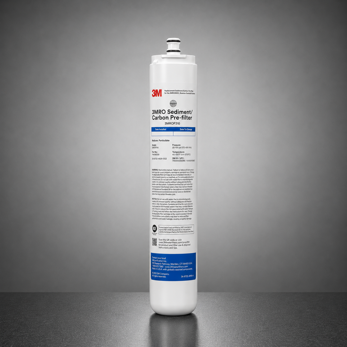 3M Aqua-Pure, Water Factory 3MROP310 Sediment/GAC Carbon Cartridge Replacement for 3MRO301, 47-9290G2, Chlorine Removal