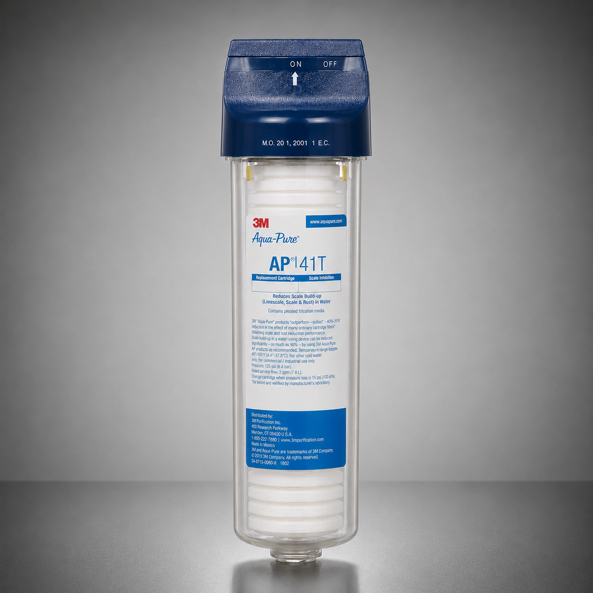 3M Aqua-Pure® AP141T, 55300-16, 5530016, 10 inch, #10, Clear Housing Assembly, Shut-Off Valve, Sediment and Scale Reduction