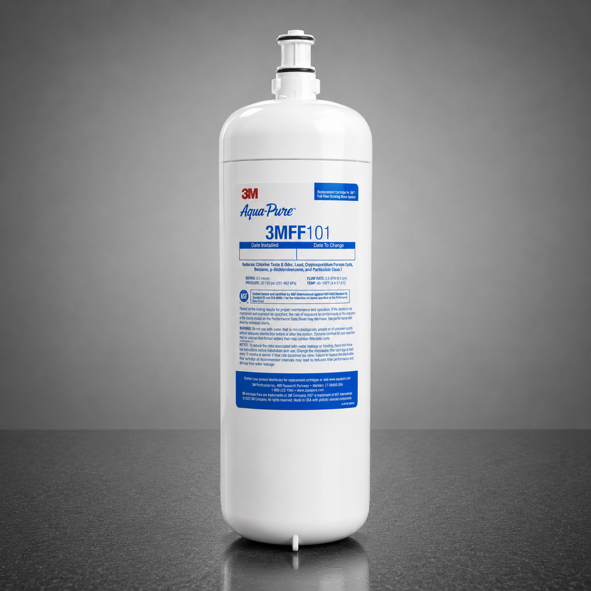 3M Aqua-Pure 3MFF101 Full Flow Drinking Water Replacement Cartridge, 56134-32, for 3MFF100, Lead Reduction