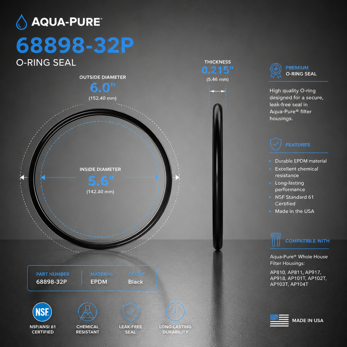 3M Aqua-Pure® AP800 O-Ring/Gasket, Pre-2019, 68898-32P