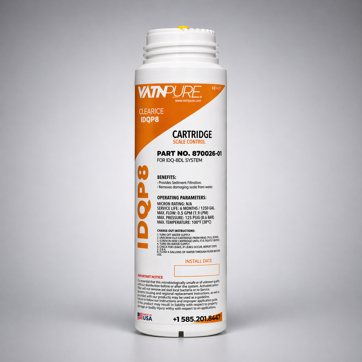 VatnPure IDQP8, 870026-01, FOR IDQ-8DK System, FILTER282TWIN Cartridge 1