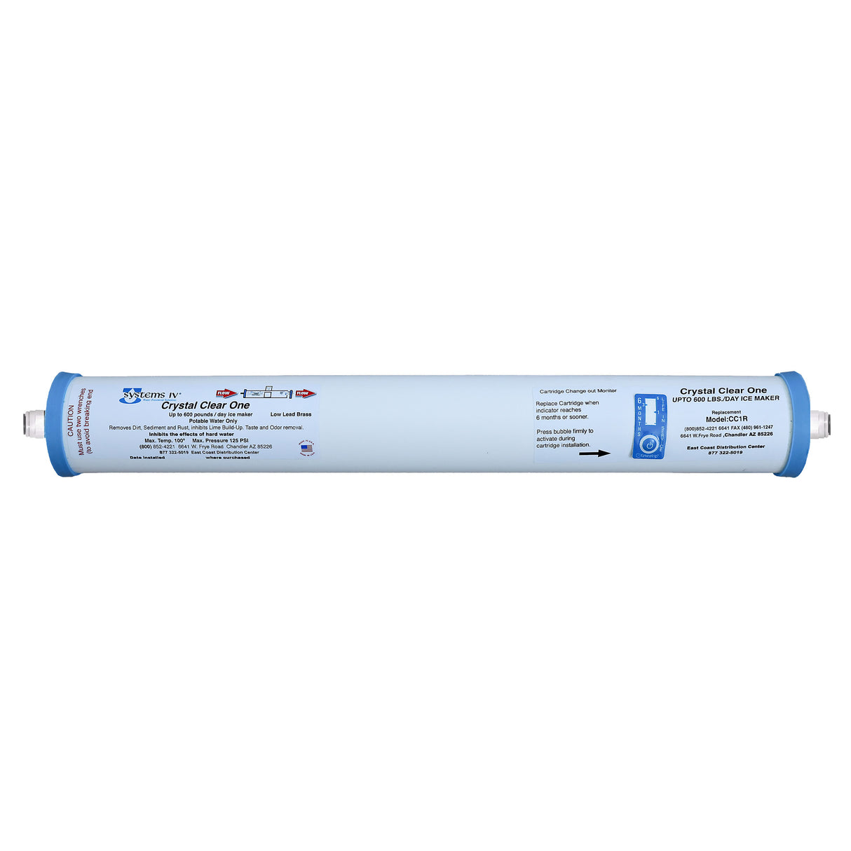 Systems IV CC1ECR, CC1EC-R, CrystalClear One-R EC, Ice Machine Carbon Filter Replacement Cartridge, Scale Inhibition