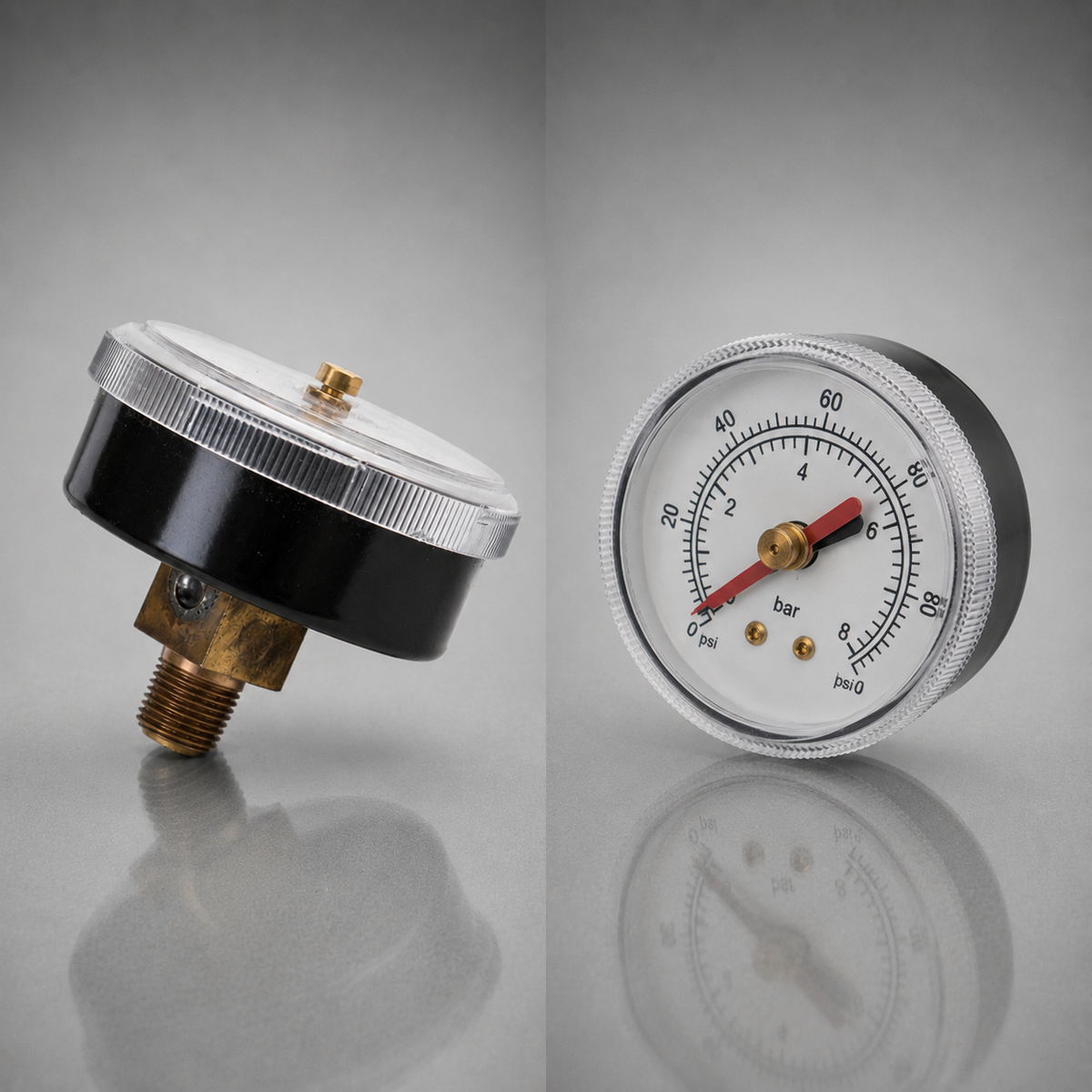 Pentair Everpure® Back Mount Pressure Gauge, 0-125 psi, 3/8 in, Brass, EV3068-18