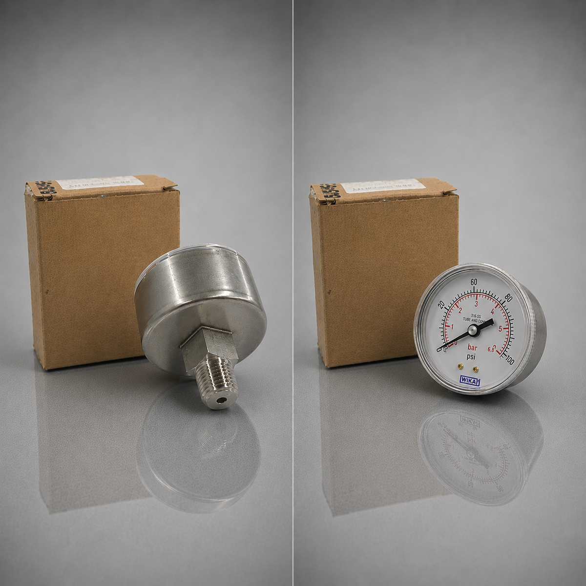 Pentair Everpure® Back Mount Pressure Gauge, 0-100 psi, 3/8 in, Stainless, EV3115-33