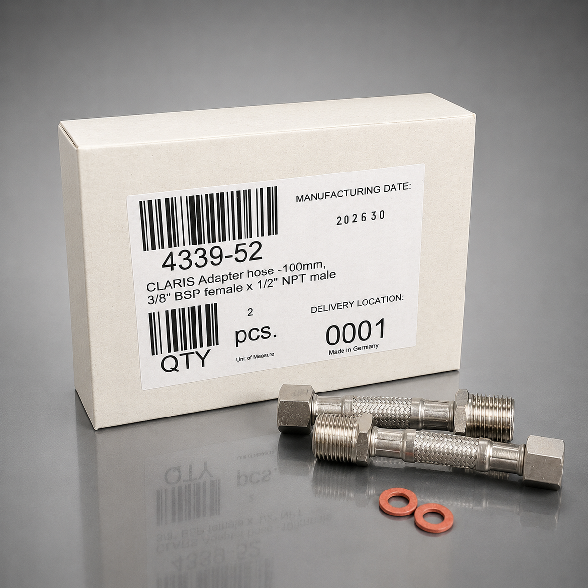 Pentair Everpure® Claris Hose Set/Kit, 3/8in x 1/2in, 10cm, EU, EV4339-52