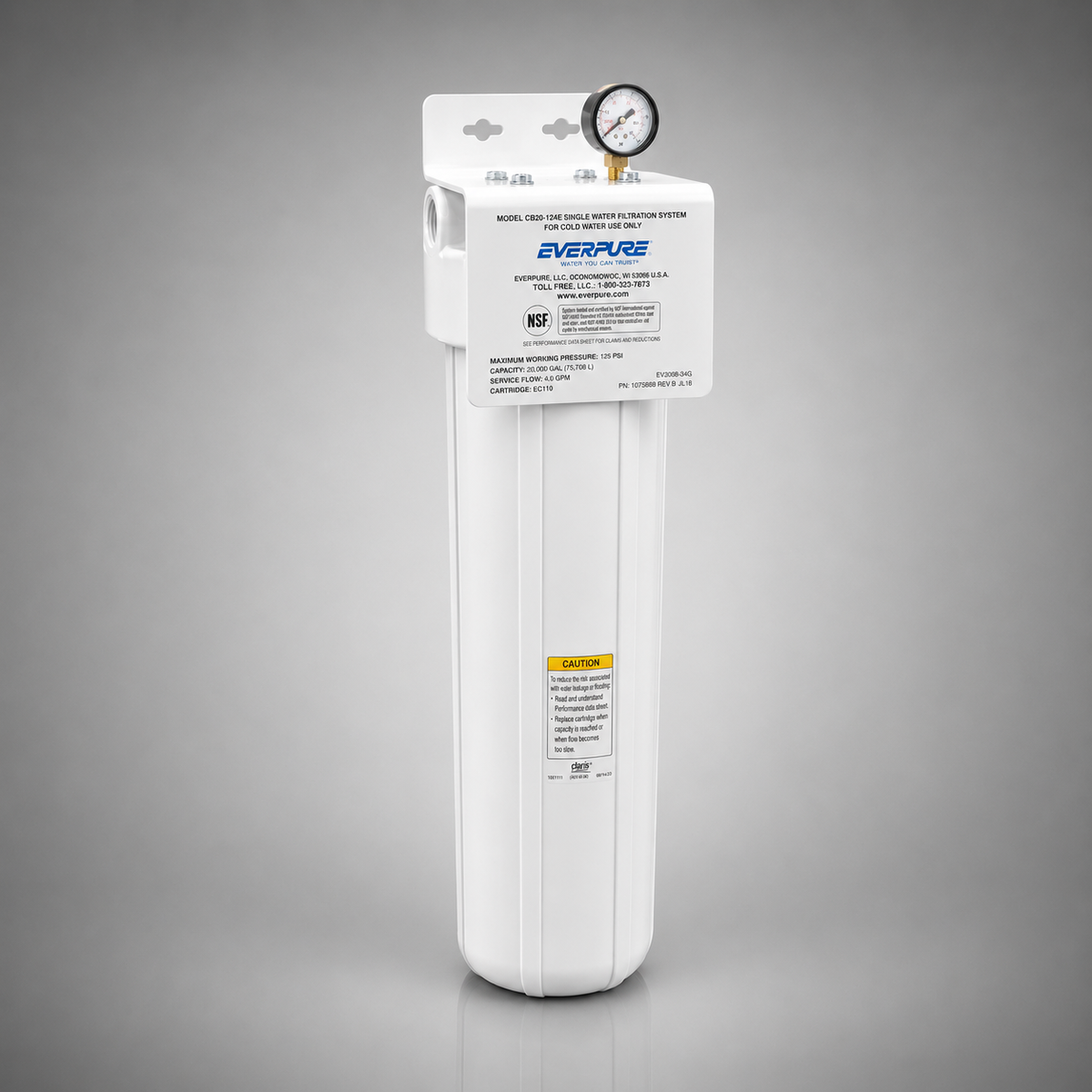 Pentair Everpure® CB20-124E Complete System with Filter Cartridges, EV9100-51, EV9105-02, CC1E
