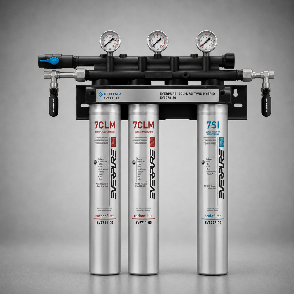 Pentair Everpure® 7CLM/7SI Twin Hybrid System, EV9278-20, Water Treatment System, Scale and Chloramine Removal System