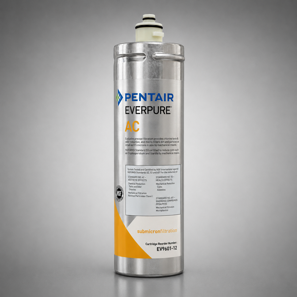 Pentair Everpure® AC Cartridge, EV9601-12, 0.5 Micron, Carbon Block