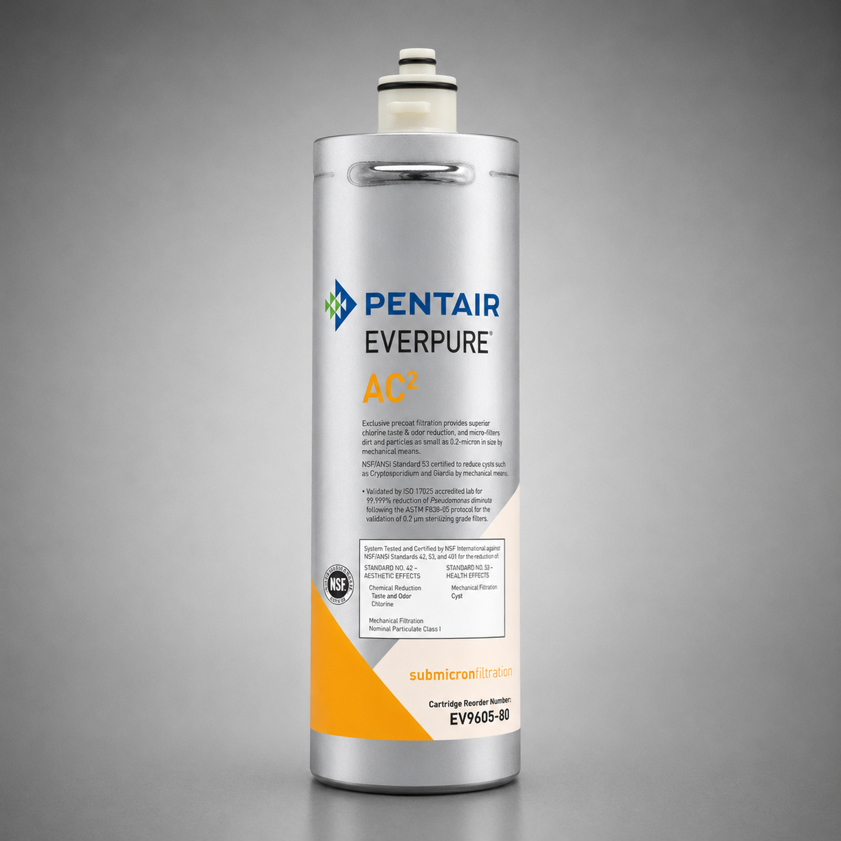 Pentair Everpure® AC(2) Cartridge, EV9605-80, EV9605-86, 0.2 Micron, Carbon Block, Micro-Pure® II