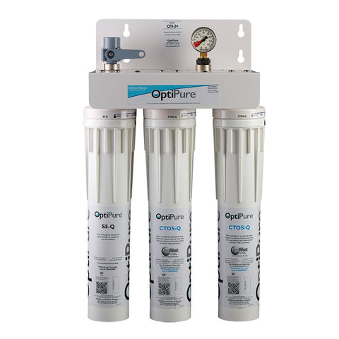 OptiPure QTI-2+, 160-51010, Triple 15 inch Qwik-Twist Carbon Water Filter System, IsoNet® Scale Inhibitor