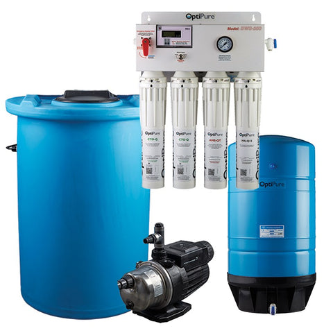 OptiPure BWS350/50 HF, 164-14376, 350-400GPD Blended Water Reverse Osmosis, 50GAL Tank, 1HP Pump
