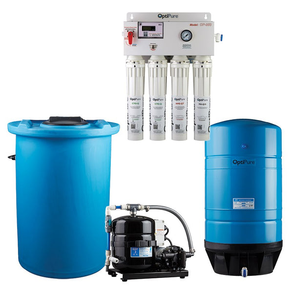 OptiPure OP350/50 HF, 164-14451, 350GPD Reverse Osmosis System, Mineral Addition, 50GAL Tank, 1HP Pump